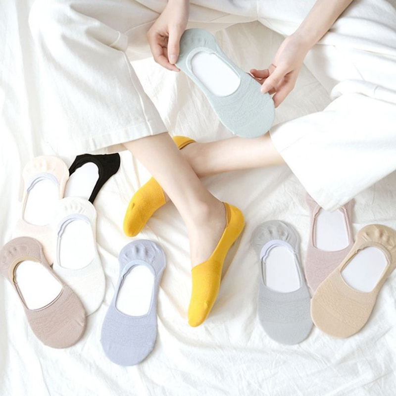 Solid farve Kvinders bådsokker med lavvandede hule sokker Solid farve Kvinders bådsokker med lavvandede hule sokker