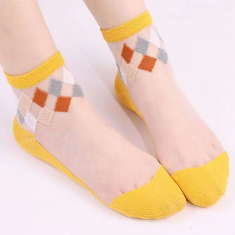 Sommertynde glasstrømper Børns sexede bomuldsbundsokker