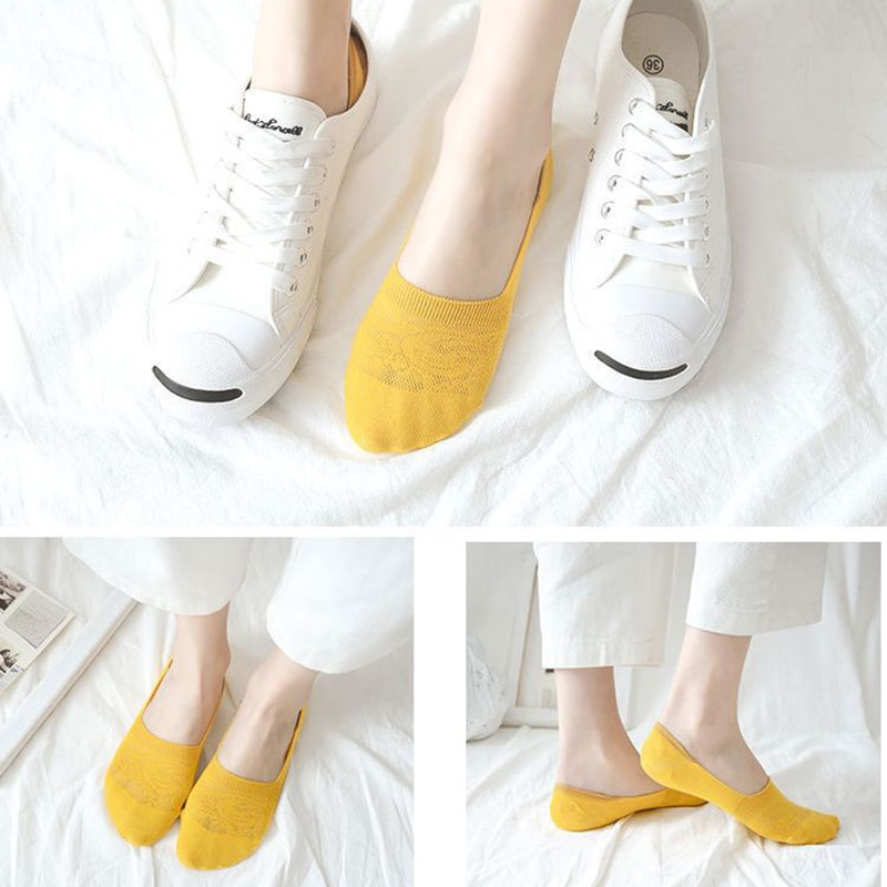 Solid farve Kvinders bådsokker med lavvandede hule sokker Solid farve Kvinders bådsokker med lavvandede hule sokker