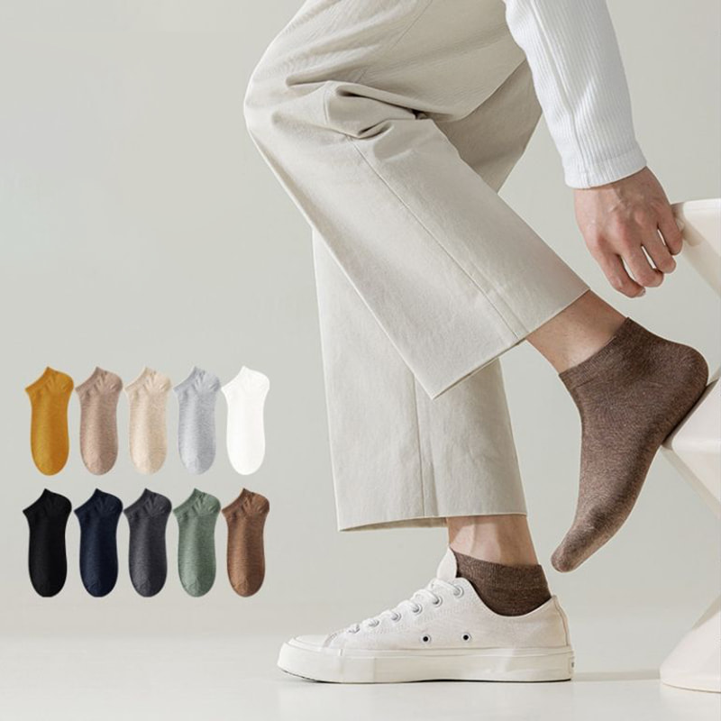 Forår og efterår kæmpet bomuldsstof Fast farve mænds sokker