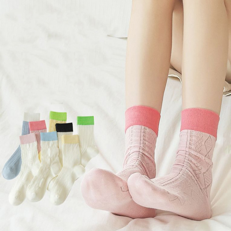 Diamantformet kvinders patchwork sommer hule net åndbart midtrørstrømper