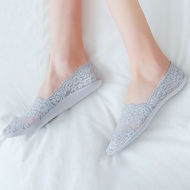 Blonder bådsokker til kvinder i foråret og sommeren, tynd, lavt skåret, lavt mund usynlige sokker, silikone anti slip Blonder bådsokker til kvinder i foråret og sommeren, tynd, lavt skåret, lavt mund usynlige sokker, silikone anti slip